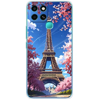 Силиконовый Чехол с Картинкой для Infinix Smart 6 Принт (Париж, Эйфелева Башня) (45089-ysm036)