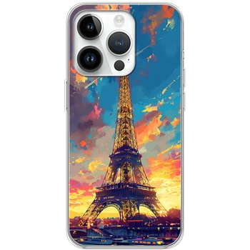 Силиконовый Чехол с Картинкой для iPhone 14 Pro Max Принт (Париж, Эйфелева Башня) (44843-ysm038)