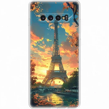 Силиконовый Чехол с Картинкой для Samsung Galaxy S10 Plus (G975) Принт (Париж, Эйфелева Башня) (35854-ysm037)