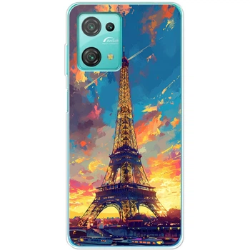 Силиконовый Чехол с Картинкой для Blackview Oscal C30 Принт (Париж, Эйфелева Башня) (50396-ysm038)