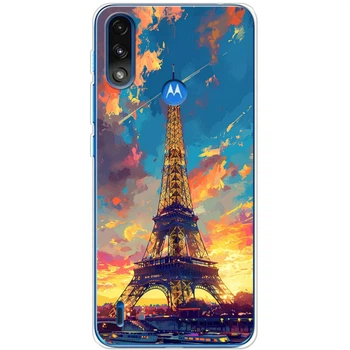 Силиконовый Чехол с Картинкой для Motorola E7i Power Принт (Париж, Эйфелева Башня) (44749-ysm038)