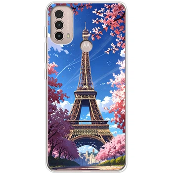 Силиконовый Чехол с Картинкой для Motorola E40 Принт (Париж, Эйфелева Башня) (44889-ysm036)