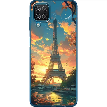 Силиконовый Чехол с Картинкой для Samsung Galaxy A12 (A125) Принт (Париж, Эйфелева Башня) (41506-ysm037)