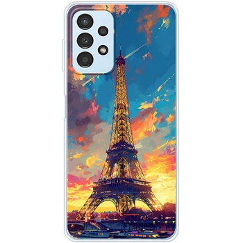 Силиконовый Чехол с Картинкой для Samsung Galaxy A32 5G (A326) Принт (Париж, Эйфелева Башня) (44333-ysm038)