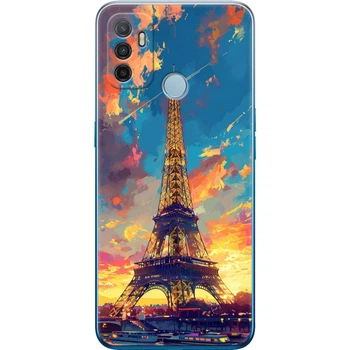 Силиконовый Чехол с Картинкой для OPPO A53 Принт (Париж, Эйфелева Башня) (41736-ysm038)