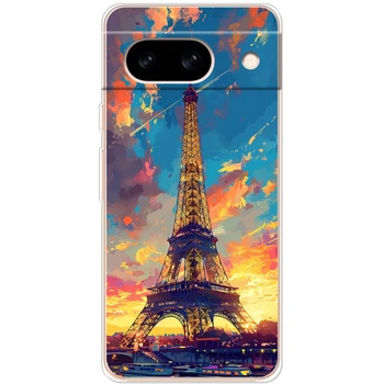 Силиконовый Чехол с Картинкой для Google Pixel 8A Принт (Париж, Эйфелева Башня) (56551-ysm038)
