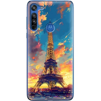 Силиконовый Чехол с Картинкой для Motorola G8 Принт (Париж, Эйфелева Башня) (40952-ysm038)