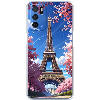 Силиконовый Чехол с Картинкой для OPPO A16 Принт (Париж, Эйфелева Башня) (44571-ysm036)