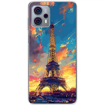 Силиконовый Чехол с Картинкой для Motorola G23 Принт (Париж, Эйфелева Башня) (45901-ysm038)