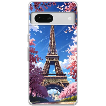 Силиконовый Чехол с Картинкой для Google Pixel 7A Принт (Париж, Эйфелева Башня) (46064-ysm036)
