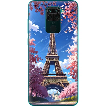 Силиконовый Чехол с Картинкой для Xiaomi Redmi Note 9 Принт (Париж, Эйфелева Башня) (39801-ysm036)