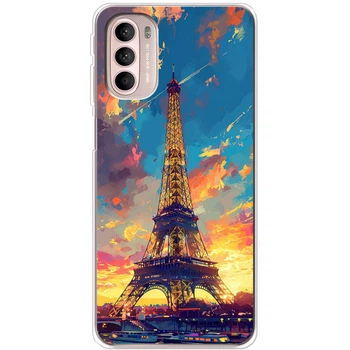 Силиконовый Чехол с Картинкой для Motorola G41 Принт (Париж, Эйфелева Башня) (45551-ysm038)