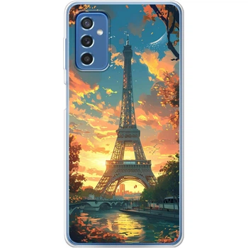 Силиконовый Чехол с Картинкой для Samsung Galaxy M52 (M526) Принт (Париж, Эйфелева Башня) (43657-ysm037)