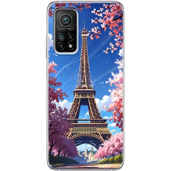 Силиконовый Чехол с Картинкой для Xiaomi Mi 10T Принт (Париж, Эйфелева Башня) (41069-ysm036)
