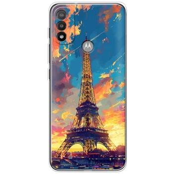 Силиконовый Чехол с Картинкой для Motorola E20 Принт (Париж, Эйфелева Башня) (44565-ysm038)