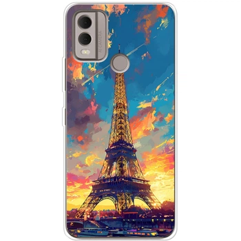Силиконовый Чехол с Картинкой для Nokia C22 Принт (Париж, Эйфелева Башня) (47544-ysm038)