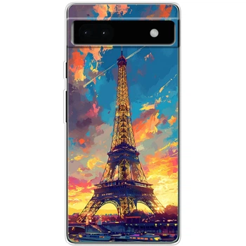 Силиконовый Чехол с Картинкой для Google Pixel 6A Принт (Париж, Эйфелева Башня) (46061-ysm038)