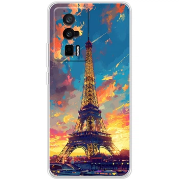 Силиконовый Чехол с Картинкой для Xiaomi Poco F5 Pro Принт (Париж, Эйфелева Башня) (47676-ysm038)