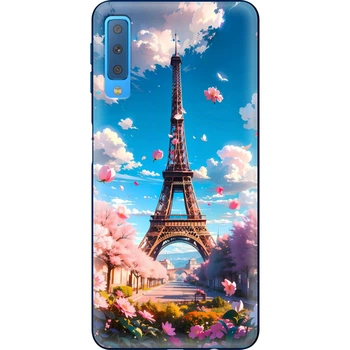 Силиконовый Чехол с Картинкой для Samsung Galaxy A7 2018 (A750) Принт (Париж, Эйфелева Башня) (35481-ysm035)