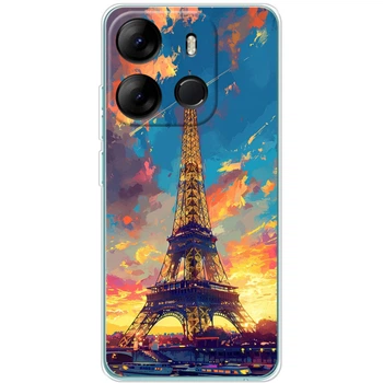 Силиконовый Чехол с Картинкой для Tecno Spark Go 2023 Принт (Париж, Эйфелева Башня) (46251-ysm038)