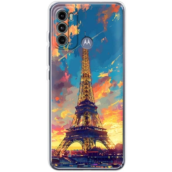 Силиконовый Чехол с Картинкой для Motorola G60 Принт (Париж, Эйфелева Башня) (44564-ysm038)
