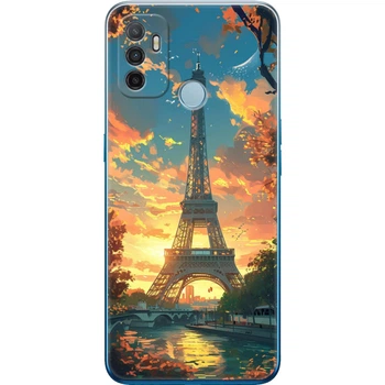 Силиконовый Чехол с Картинкой для OPPO A53 Принт (Париж, Эйфелева Башня) (41736-ysm037)