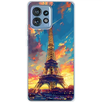 Силиконовый Чехол с Картинкой для Motorola Edge 40 Pro Принт (Париж, Эйфелева Башня) (47759-ysm038)
