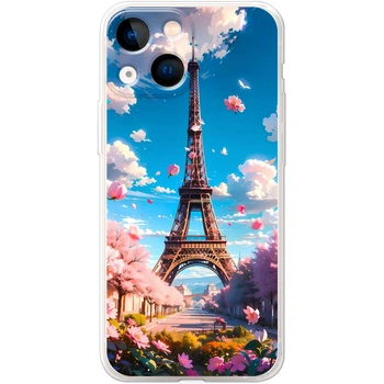 Силиконовый Чехол с Картинкой для iPhone 13 mini Принт (Париж, Эйфелева Башня) (43839-ysm035)