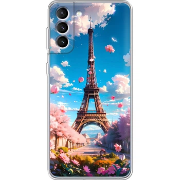 Силиконовый Чехол с Картинкой для Samsung Galaxy S22 (S901) Принт (Париж, Эйфелева Башня) (44180-ysm035)