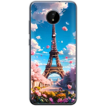 Силиконовый Чехол с Картинкой для Nokia C20 Принт (Париж, Эйфелева Башня) (044585-ysm035)