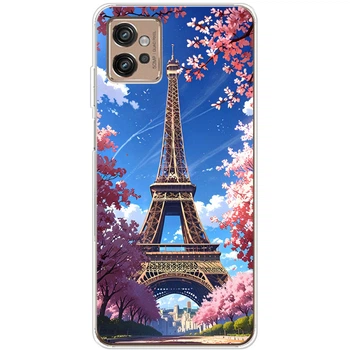 Силиконовый Чехол с Картинкой для Motorola G32 Принт (Париж, Эйфелева Башня) (45173-ysm036)