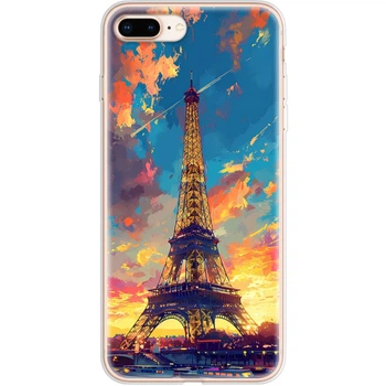 Силиконовый Чехол с Картинкой для IPhone 8 Plus Принт (Париж, Эйфелева Башня) (026206-ysm038)