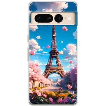Силіконовий Чохол з Картинкою для Google Pixel 7 Pro Принт (Париж, Ейфелева Вежа) (46063-ysm035)