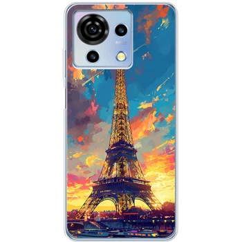 Силиконовый Чехол с Картинкой для ZTE Blade V50 Vita Принт (Париж, Эйфелева Башня) (51086-ysm038)