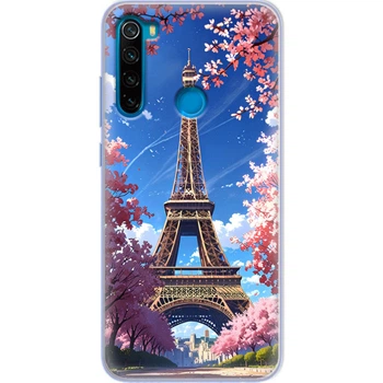 Силиконовый Чехол с Картинкой для Xiaomi Redmi Note 8 Принт (Париж, Эйфелева Башня) (38214-ysm036)