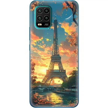 Силиконовый Чехол с Картинкой для Xiaomi Mi 10 Lite Принт (Париж, Эйфелева Башня) (39438-ysm037)