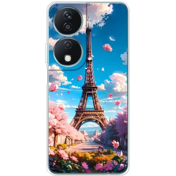 Силиконовый Чехол с Картинкой для Huawei Honor X7b Принт (Париж, Эйфелева Башня) (55406-ysm035)
