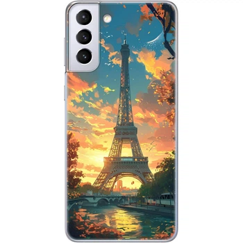 Силиконовый Чехол с Картинкой для Samsung Galaxy S21 Plus (G996) Принт (Париж, Эйфелева Башня) (41718-ysm037)