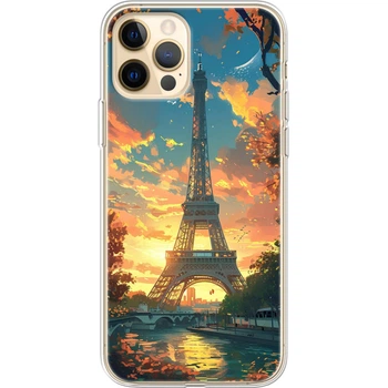 Силиконовый Чехол с Картинкой для iPhone 12 Pro Max Принт (Париж, Эйфелева Башня) (41085-ysm037)