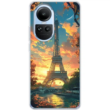 Силиконовый Чехол с Картинкой для OPPO Reno 10 Принт (Париж, Эйфелева Башня) (48877-ysm037)