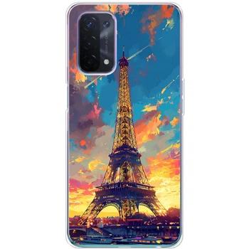 Силиконовый Чехол с Картинкой для OPPO A54 5G Принт (Париж, Эйфелева Башня) (46065-ysm038)