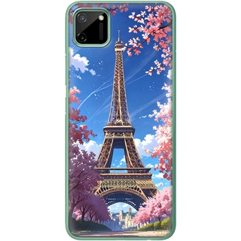 Силиконовый Чехол с Картинкой для Realme C11 Принт (Париж, Эйфелева Башня) (40974-ysm036)