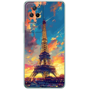 Силиконовый Чехол с Картинкой для Xiaomi Poco F4 Принт (Париж, Эйфелева Башня) (44474-ysm038)