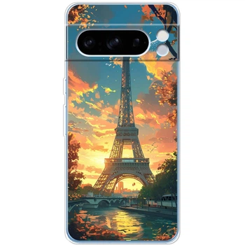 Силиконовый Чехол с Картинкой для Google Pixel 8 Pro Принт (Париж, Эйфелева Башня) (50548-ysm037)