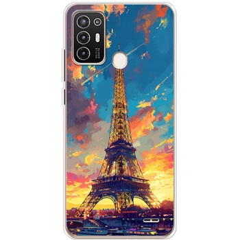 Силиконовый Чехол с Картинкой для ZTE Blade A52 Принт (Париж, Эйфелева Башня) (45321-ysm038)