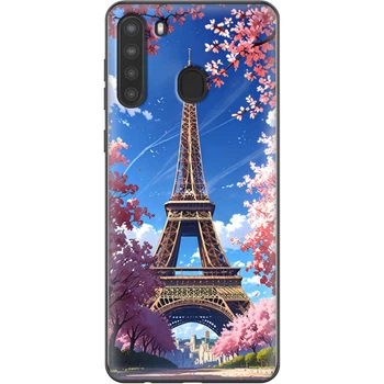 Силиконовый Чехол с Картинкой для Samsung Galaxy A21 (A215) Принт (Париж, Эйфелева Башня) (39760-ysm036)