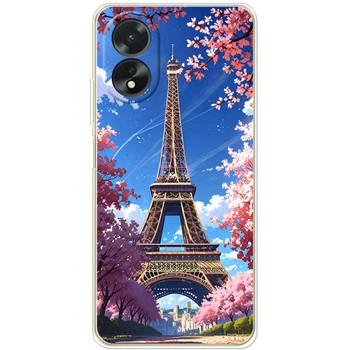 Силиконовый Чехол с Картинкой для OPPO A18 4G Принт (Париж, Эйфелева Башня) (50681-ysm036)