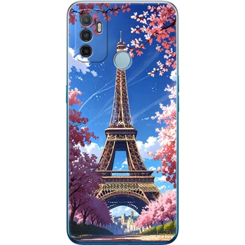 Силиконовый Чехол с Картинкой для OPPO A53 Принт (Париж, Эйфелева Башня) (41736-ysm036)
