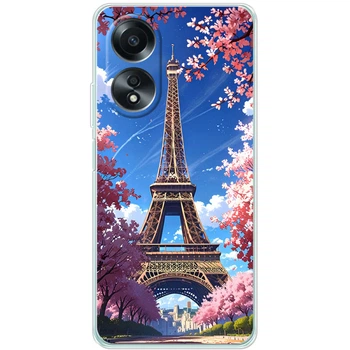 Силиконовый Чехол с Картинкой для OPPO A58 4G Принт (Париж, Эйфелева Башня) (49450-ysm036)