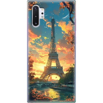 Силиконовый Чехол с Картинкой для Samsung Galaxy Note 10 Plus (N975) Принт (Париж, Эйфелева Башня) (37686-ysm037)